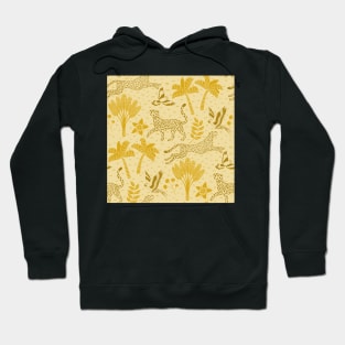 cheetahs and parrots in the jungle | goldenrod | repeat pattern Hoodie
